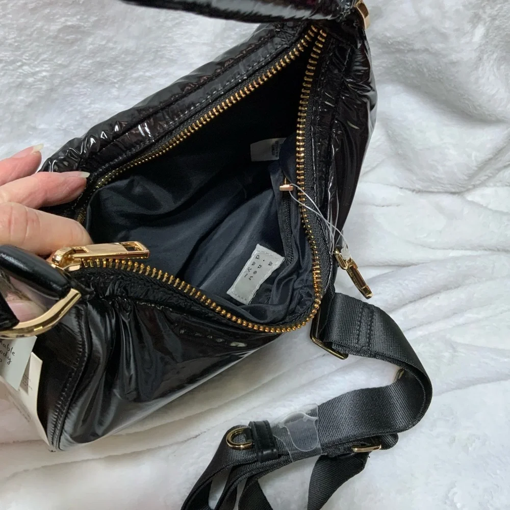 A New Day Shiny Black Hobo Bag
